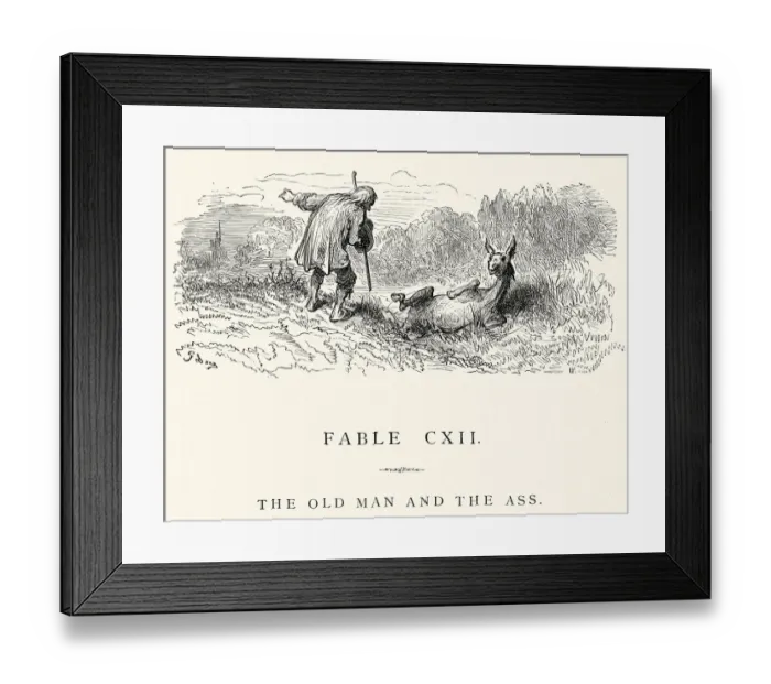 Framed Print : La Fontaines Fables - Old Man and the Ass Framed Print : La Fontaines Fables - Old Man and the Ass