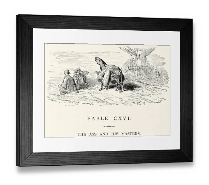 Framed Print : La Fontaines Fables - The Ass and his Masters Framed Print : La Fontaines Fables - The Ass and his Masters