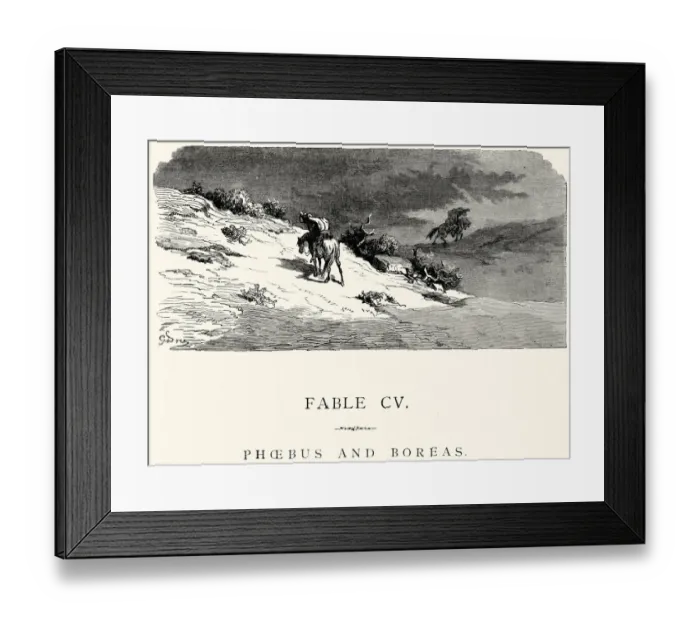 Framed Print : La Fontaines Fables - Phoebus and Boreas Framed Print : La Fontaines Fables - Phoebus and Boreas
