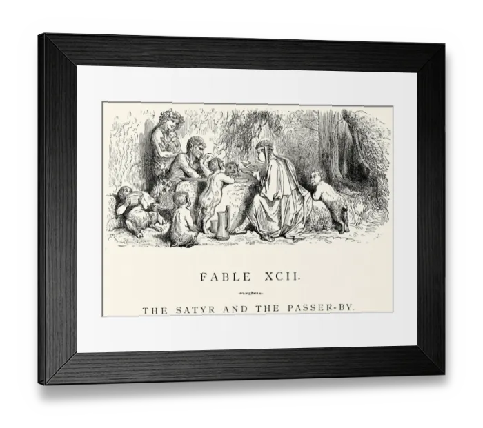 Framed Print : La Fontaines Fables - Satyr and the Passerby
