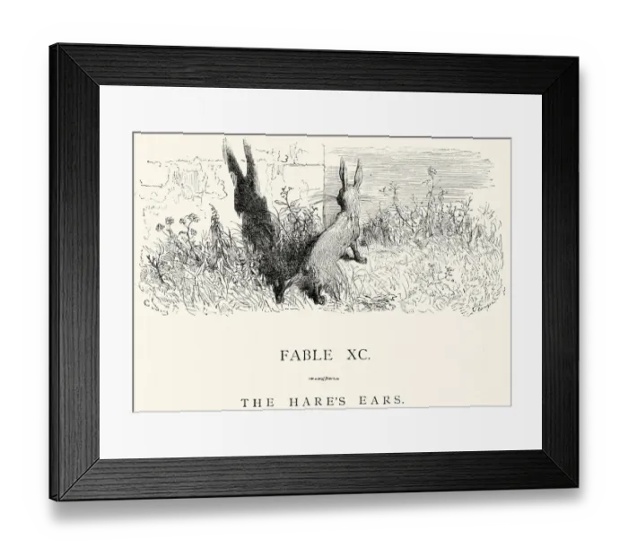 Framed Print : La Fontaines Fables - The Hares Ears Framed Print : La Fontaines Fables - The Hares Ears