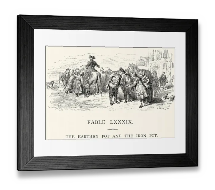 Framed Print : La Fontaines Fables - Earthen Pot and the Iron Framed Print : La Fontaines Fables - Earthen Pot and the Iron
