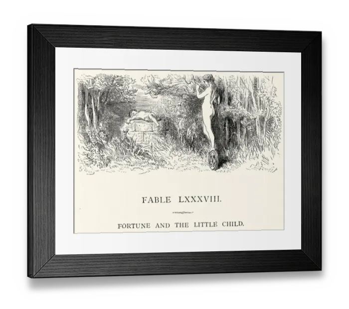 Framed Print : La Fontaines Fables - Fortune and the Little Child Framed Print : La Fontaines Fables - Fortune and the Little Child