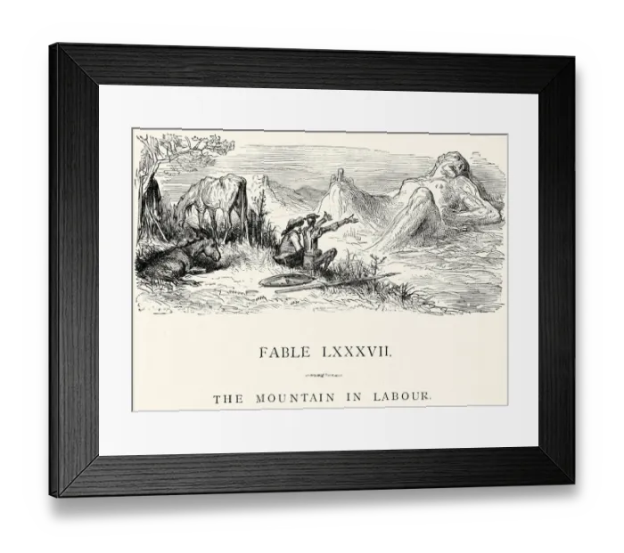 Framed Print : La Fontaines Fables - The Mountain in Labour Framed Print : La Fontaines Fables - The Mountain in Labour