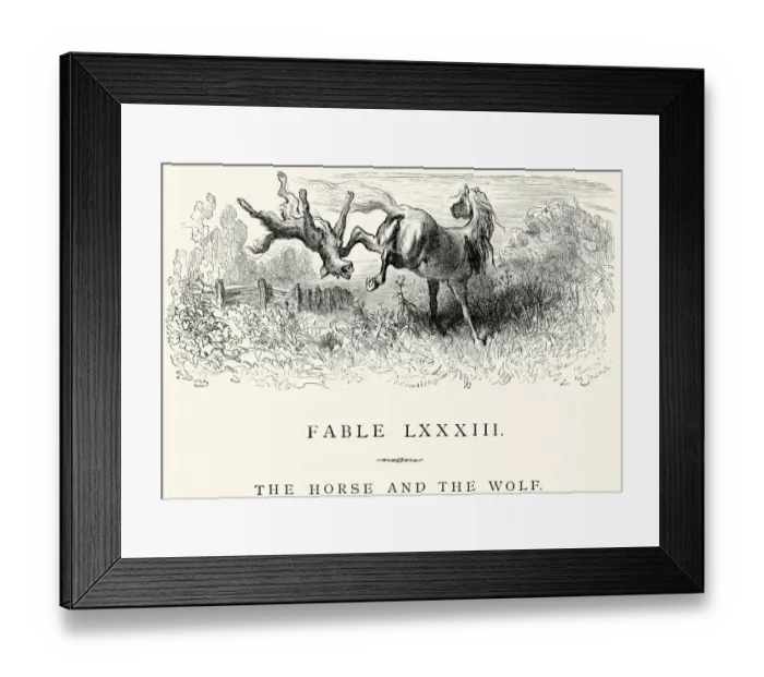 Framed Print : La Fontaines Fables - Horse and the Wolf Framed Print : La Fontaines Fables - Horse and the Wolf