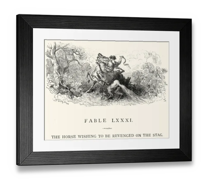 Framed Print : La Fontaines Fables - The Horse and Stag Framed Print : La Fontaines Fables - The Horse and Stag