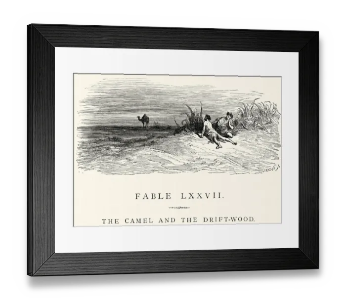 Framed Print : La Fontaines Fables - Camel and the Driftwood Framed Print : La Fontaines Fables - Camel and the Driftwood