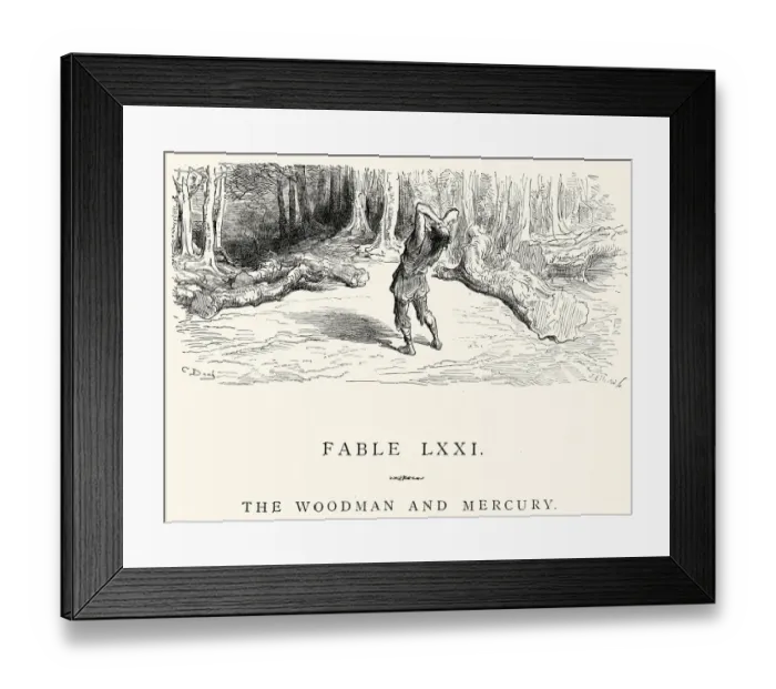 Framed Print : La Fontaines Fables - The Woodman and Mercury