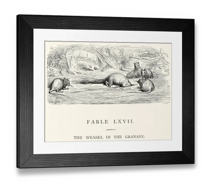 Framed Print : La Fontaines Fables - Weasel in the Granary