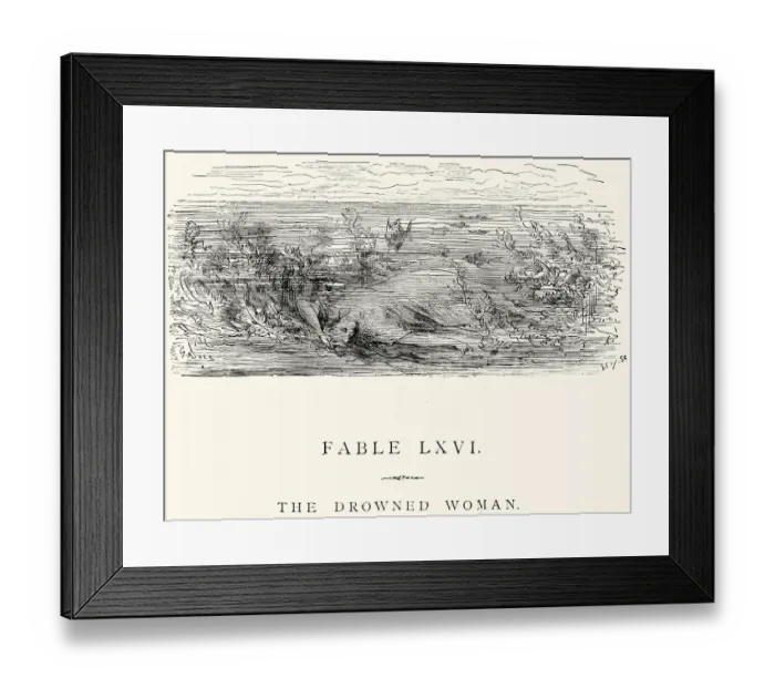 Framed Print : La Fontaines Fables - The Drowned Woman Framed Print : La Fontaines Fables - The Drowned Woman