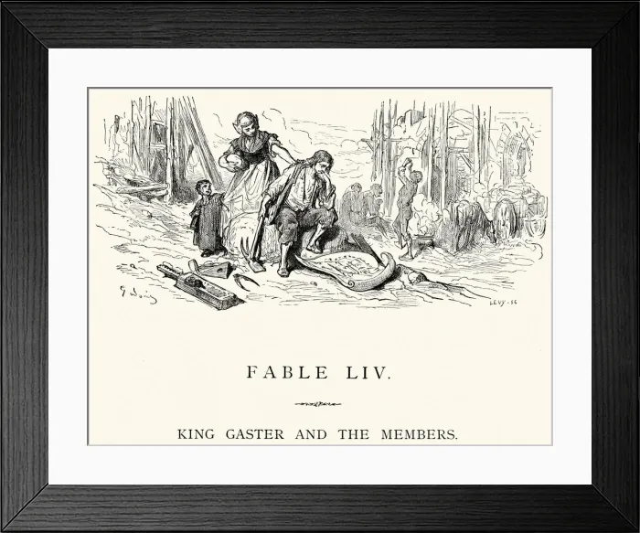 Framed Print : La Fontaines Fables - King Gaster and the Members Framed Print : La Fontaines Fables - King Gaster and the Members
