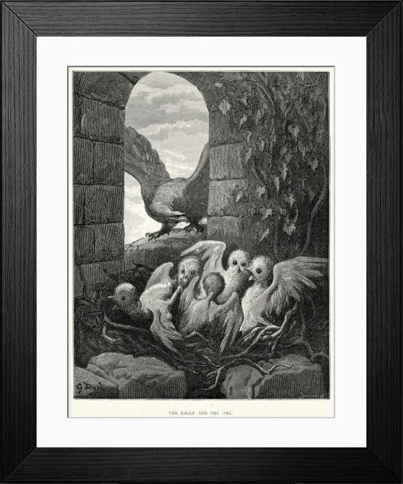 Framed Print : La Fontaines Fables - Eagle and the Owl