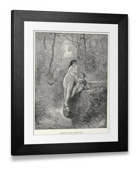 Framed Print : La Fontaines Fables - Fortune and the Little Child Framed Print : La Fontaines Fables - Fortune and the Little Child