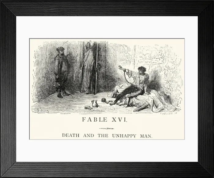 Framed Print : La Fontaines Fables - Death and the Unhappy Man
