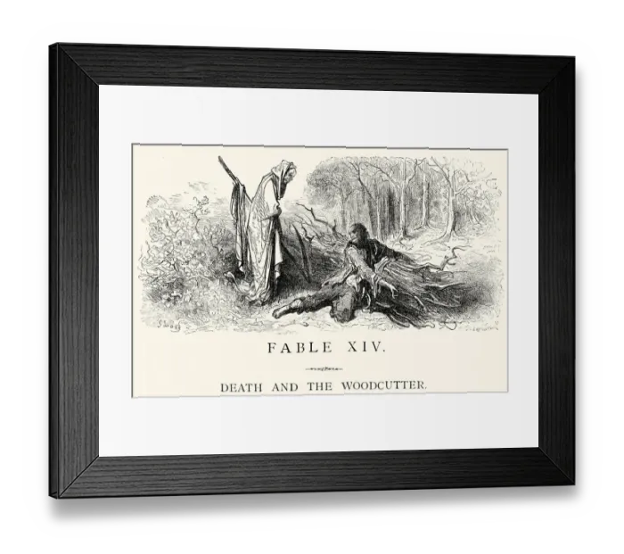 Framed Print : La Fontaines Fables - Death and the Woodcutter