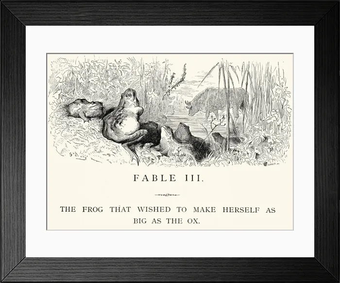 Framed Print : La Fontaines Fables - The Frog and Ox Framed Print : La Fontaines Fables - The Frog and Ox