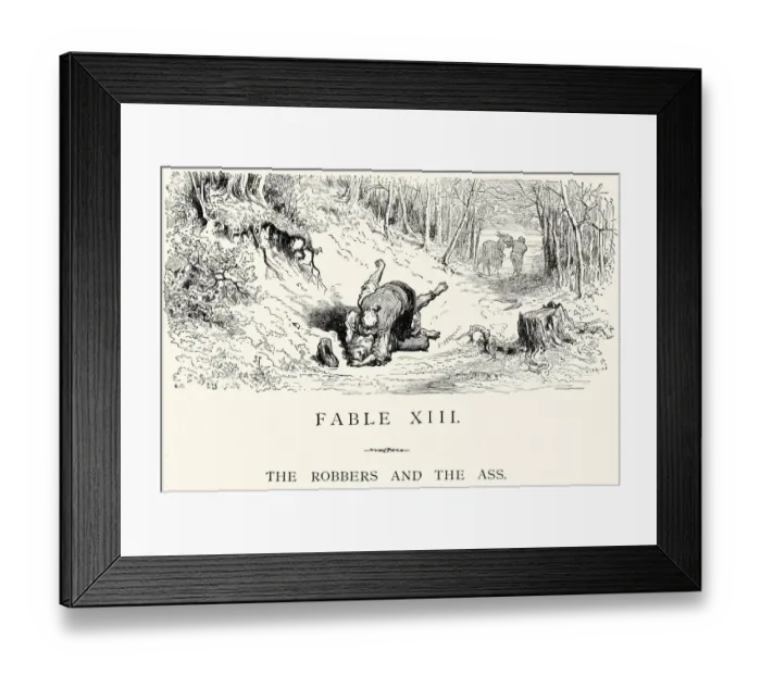 Framed Print : La Fontaines Fables - Robbers and the Ass Framed Print : La Fontaines Fables - Robbers and the Ass
