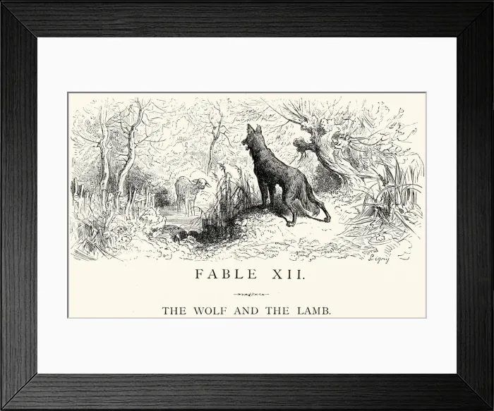 Framed Print : La Fontaines Fables - Wolf and the Lamb Framed Print : La Fontaines Fables - Wolf and the Lamb