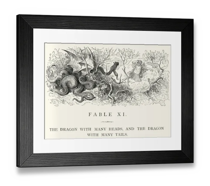 Framed Print : La Fontaines Fables - Dragon with many heads Framed Print : La Fontaines Fables - Dragon with many heads