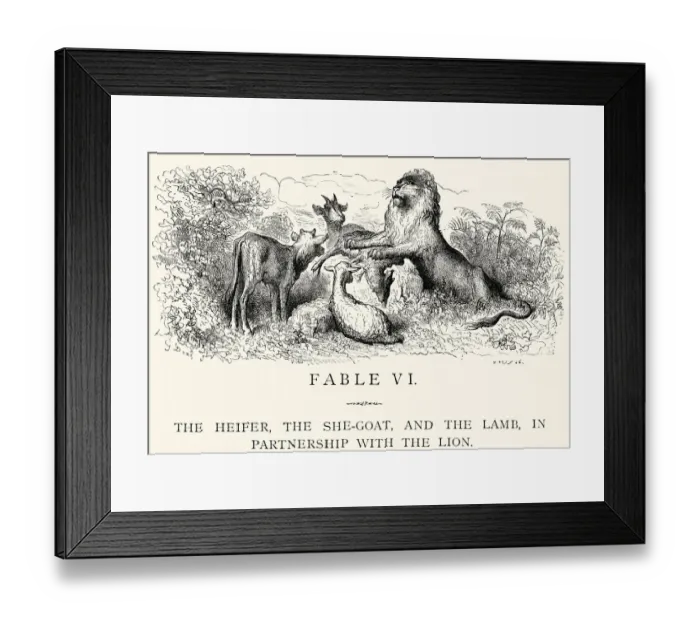 Framed Print : La Fontaines Fables - Partnership with the Lion Framed Print : La Fontaines Fables - Partnership with the Lion