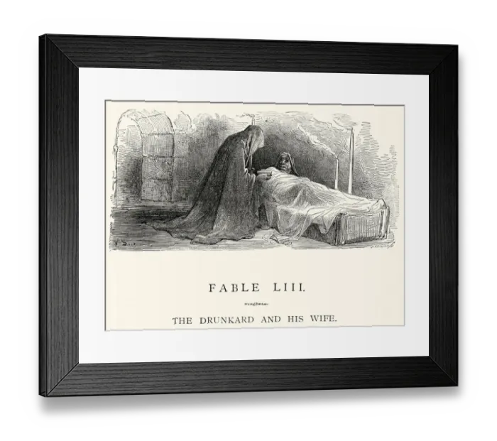 Framed Print : La Fontaines Fables - The Drunkard and his Wife Framed Print : La Fontaines Fables - The Drunkard and his Wife