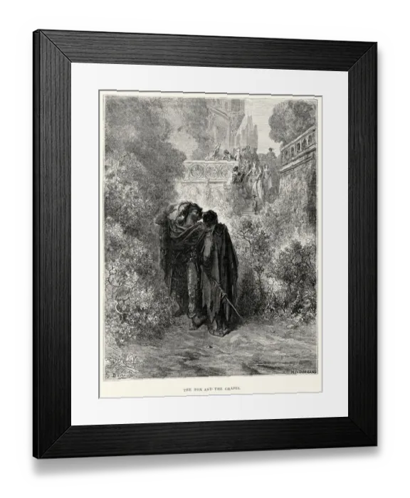 Framed Print : La Fontaines Fables - Fox and the Grapes Framed Print : La Fontaines Fables - Fox and the Grapes