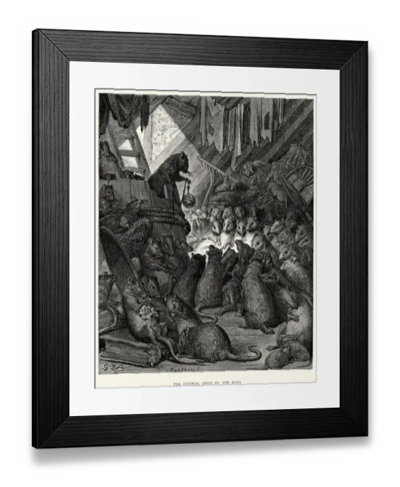 Framed Print : La Fontaines Fables - Council held by the Rats Framed Print : La Fontaines Fables - Council held by the Rats
