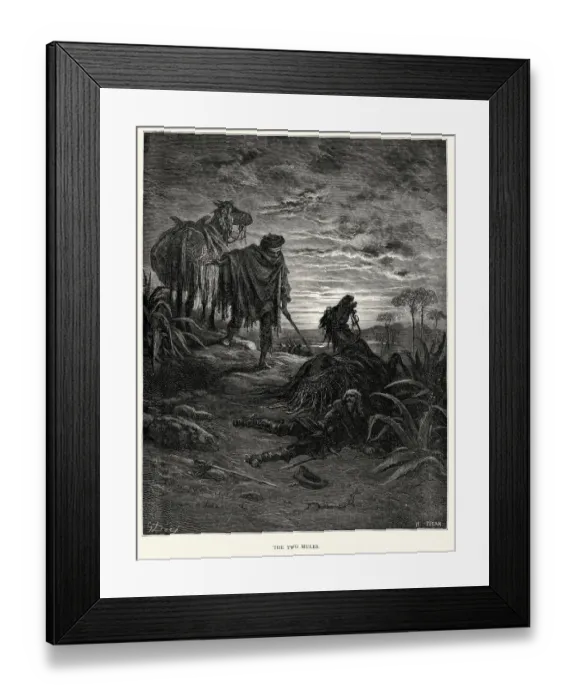 Framed Print : La Fontaines Fables - The Two Mules Framed Print : La Fontaines Fables - The Two Mules