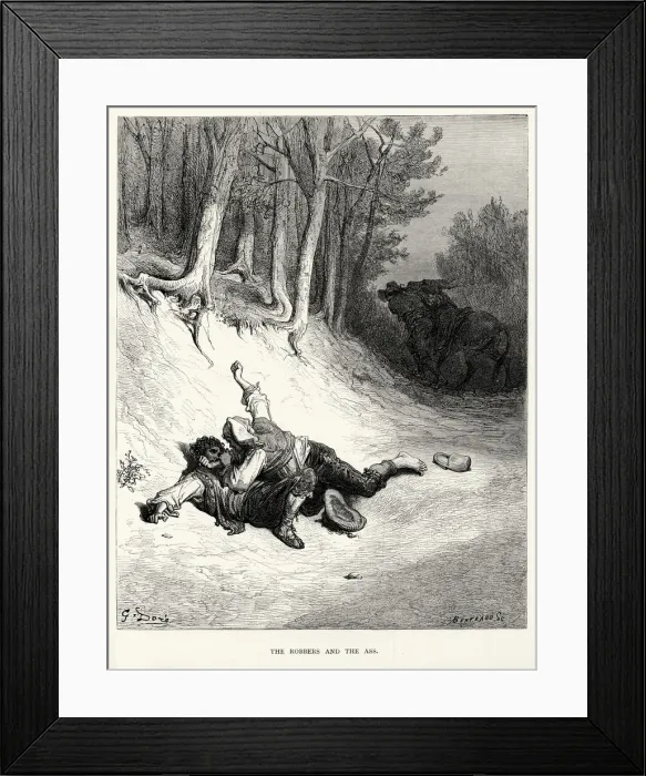 Framed Print : La Fontaines Fables - Robbers and the Ass Framed Print : La Fontaines Fables - Robbers and the Ass
