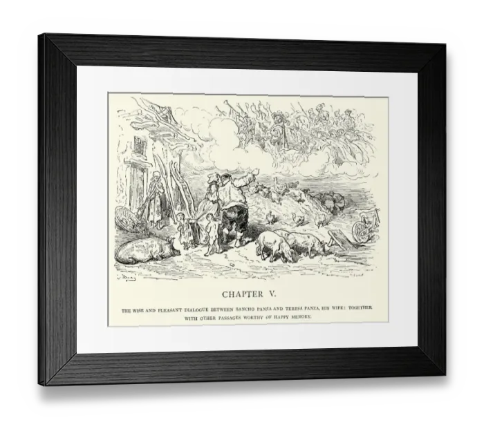 Framed Print : Don Quixote Pleasant dialogue between Sancho Panza and his wife