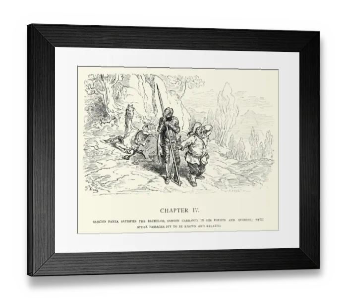 Framed Print : Don Quixote - Sancho Panza satisfies the bachelor, Samson Carra Framed Print : Don Quixote - Sancho Panza satisfies the bachelor, Samson Carra