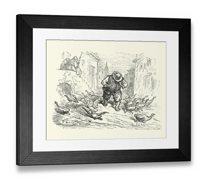Framed Print : Don Quixote - Sancho Panze and the Geese