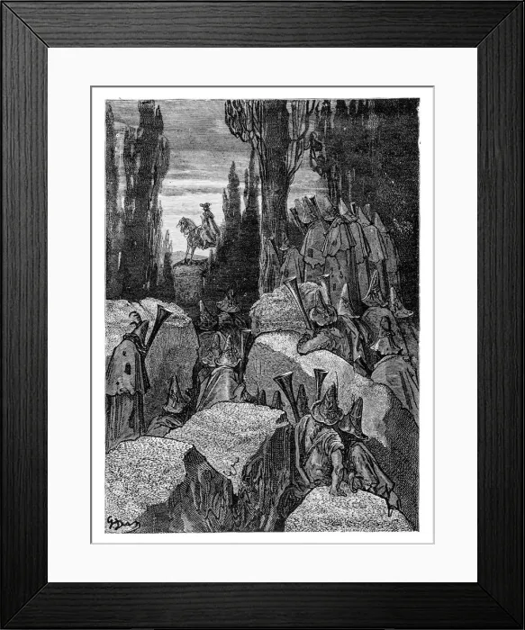 Framed Print : Baron Munchausen Highwaymen and brigands engraving Framed Print : Baron Munchausen Highwaymen and brigands engraving