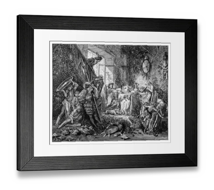 Framed Print : Fairy Tale Sleeping Beauty engraving Framed Print : Fairy Tale Sleeping Beauty engraving