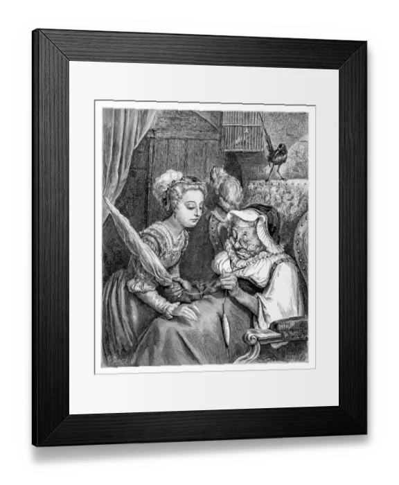 Framed Print : Fairy Tale Sleeping Beauty engraving Framed Print : Fairy Tale Sleeping Beauty engraving