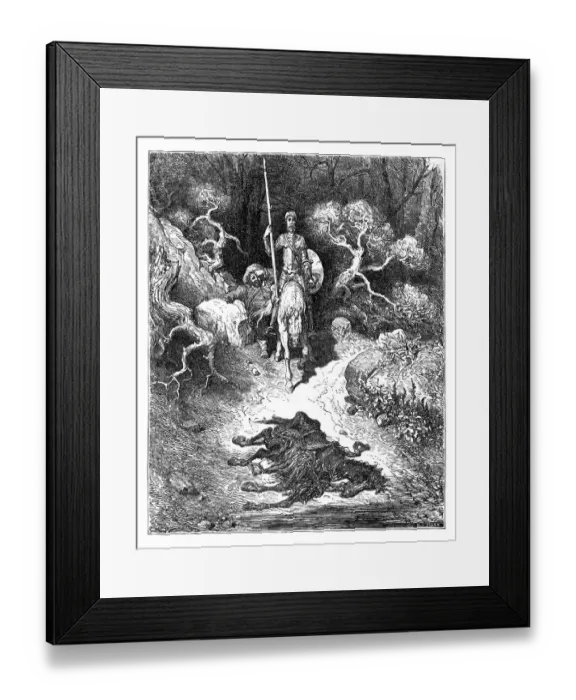 Framed Print : Don Quixote finds a horse corpse Framed Print : Don Quixote finds a horse corpse