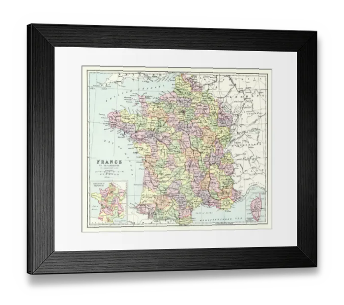 Framed Print : Old map of France Framed Print : Old map of France