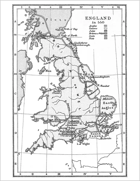 Old map of England in 550