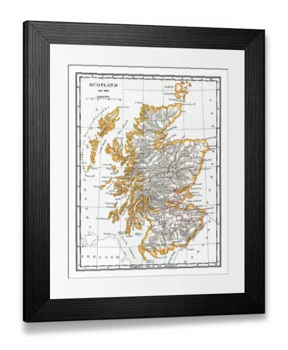Framed Print : Old map of Scotland 1641-1892 Framed Print : Old map of Scotland 1641-1892