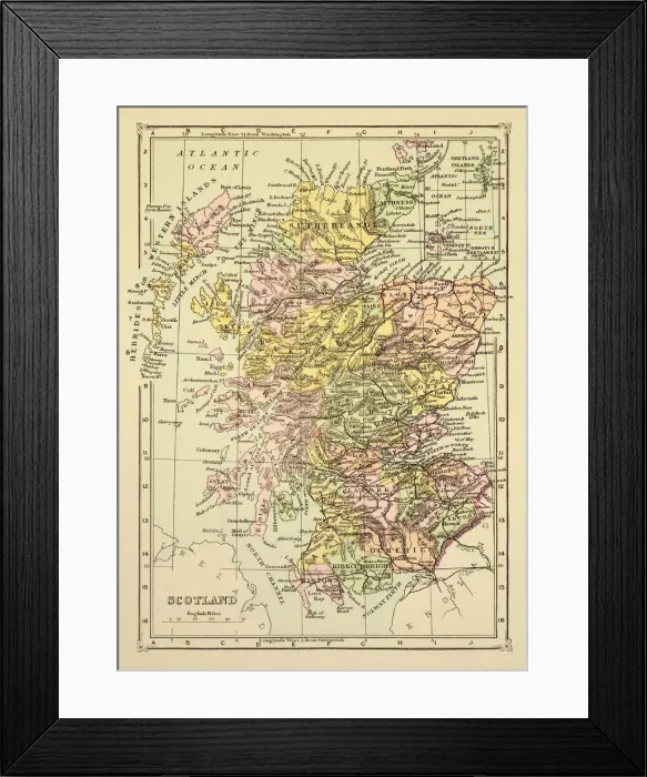 Framed Print : Map of Scotland 1894 Framed Print : Map of Scotland 1894