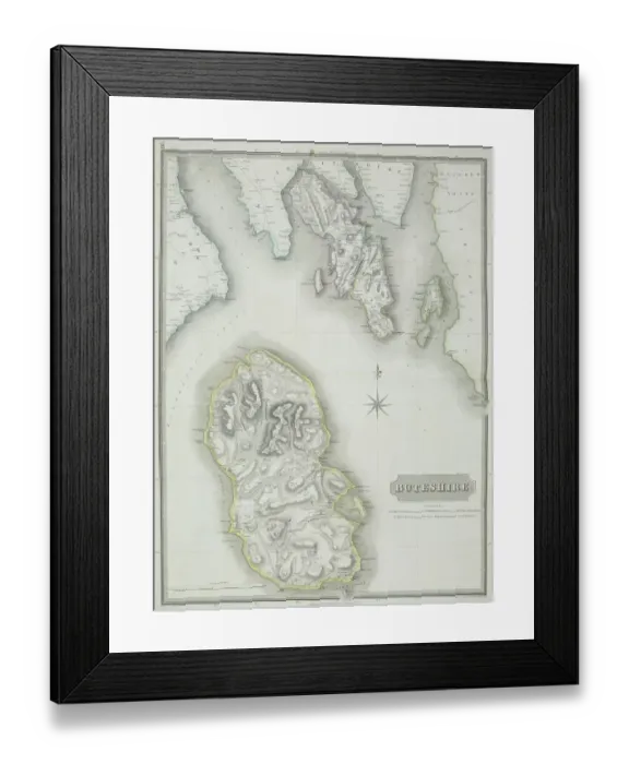 Framed Print : Antique map of Buteshire county in Scotland