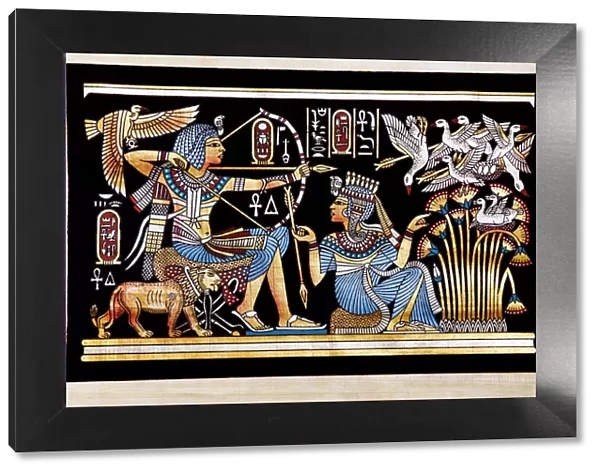 Papyrus Depicting Tutankhamon Hunting Birds