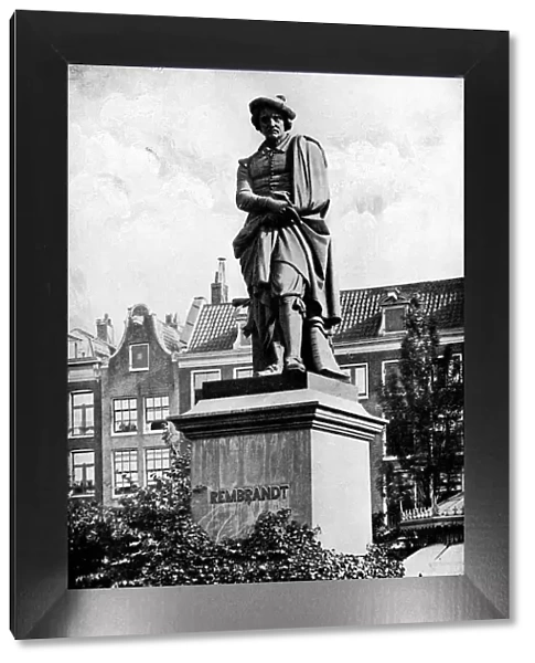 Statue of Rembrandt by Scultptor Louis Royer, at Rembrandtplein in Amsterdam, Netherlands - 19th Century