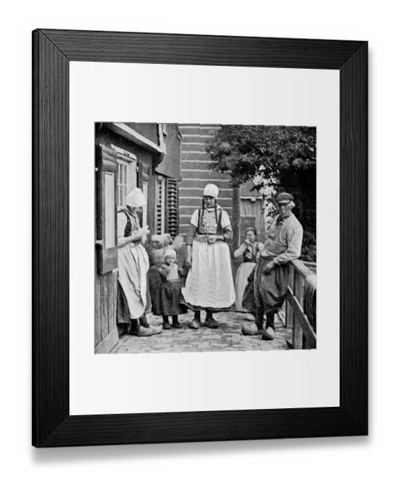 Framed Print : Dutch Family Wearing Traditional Clothing in Amsterdam, Netherlands - 19th Century