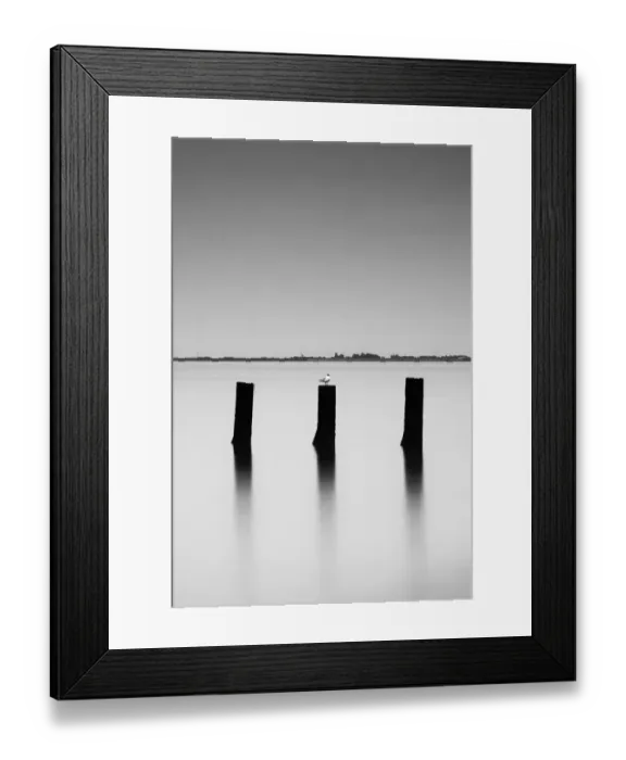 Framed Print : Wooden pole in the sea, Noirmoutier island, France Framed Print : Wooden pole in the sea, Noirmoutier island, France