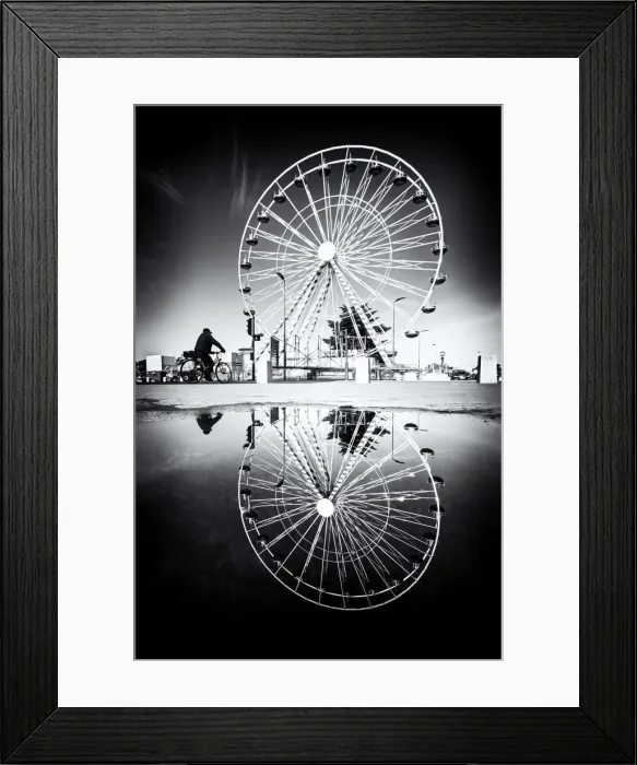 Framed Print : Ferris wheel and its reflection in a puddle, Tours, France Framed Print : Ferris wheel and its reflection in a puddle, Tours, France