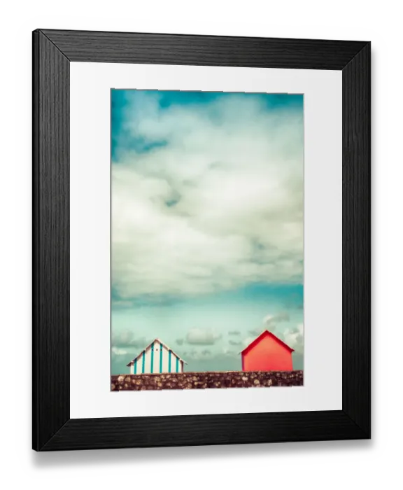 Framed Print : Beach cabins, Atlantic, France Framed Print : Beach cabins, Atlantic, France