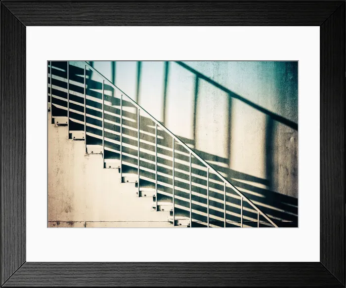 Framed Print : Staircase and its descending shadow along an oil tank, Saint-Pierre-des-Corps, France Framed Print : Staircase and its descending shadow along an oil tank, Saint-Pierre-des-Corps, France
