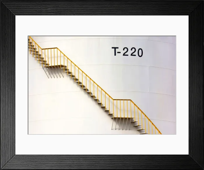 Framed Print : Oil tank with its yellow staircase Framed Print : Oil tank with its yellow staircase