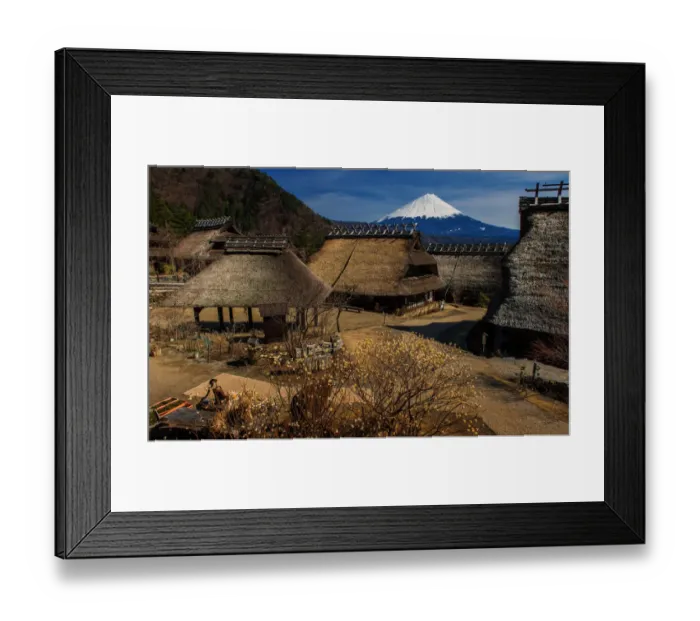 Framed Print : Saiko Iyashino-Sato Nenba with Mt Fuji